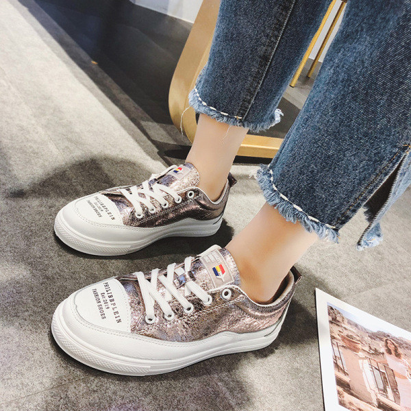 Adidasi casual dama cu talpa plata si efect stralucitor