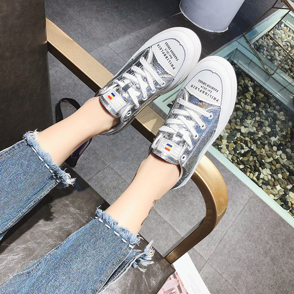 Adidasi casual dama cu talpa plata si efect stralucitor