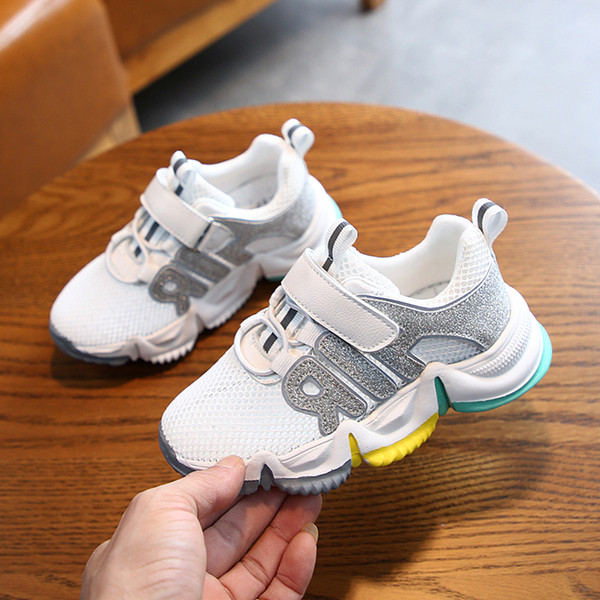 Adidași casual pentru copii cu inscripție și autocolante pentru fete