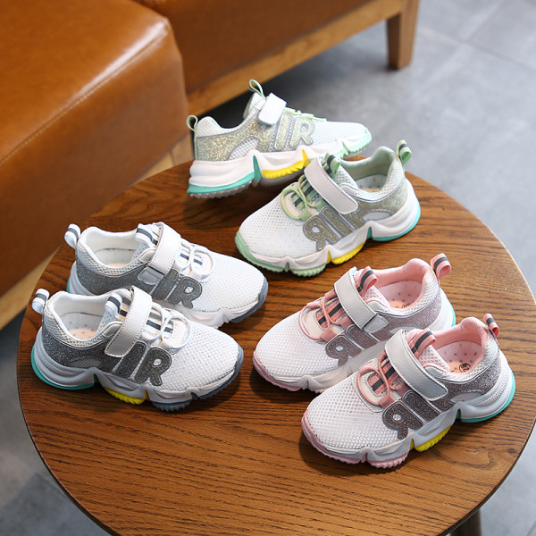 Adidași casual pentru copii cu inscripție și autocolante pentru fete