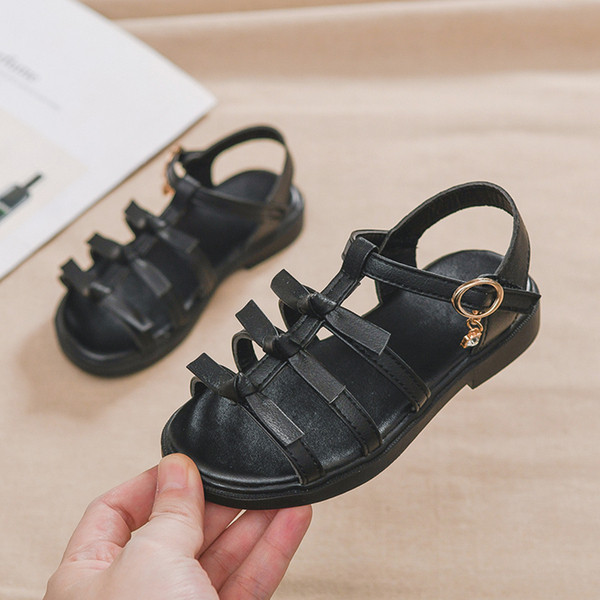 Sandale pentru copii din piele ecologica cu panglici si catarama