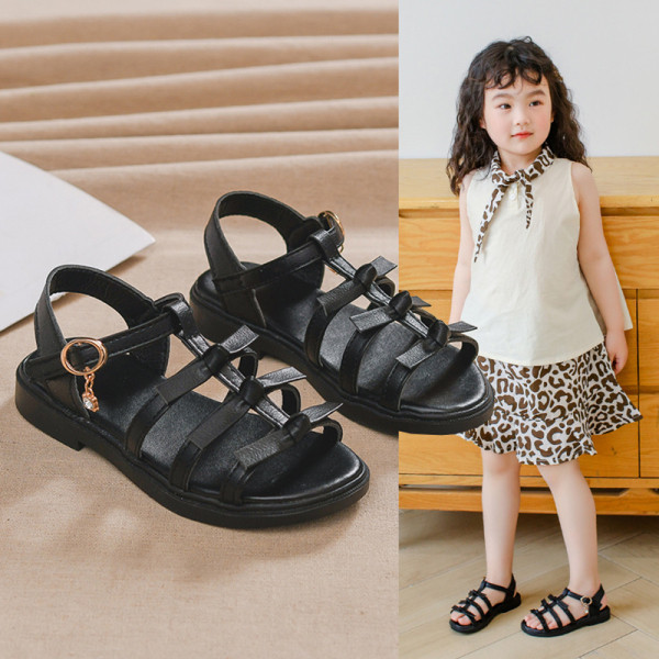 Sandale pentru copii din piele ecologica cu panglici si catarama