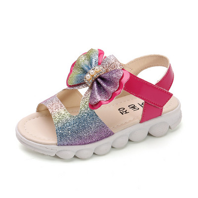 Sandale strălucitoare pentru copii cu panglică și autocolante