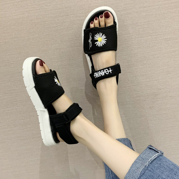 Sandale de dama moderne cu talpa plate si broderie colorata