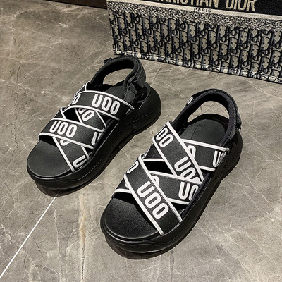 Sandale casual dama cu talpa inalta si bretele colorate