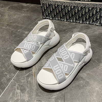 Sandale casual dama cu talpa inalta si bretele colorate