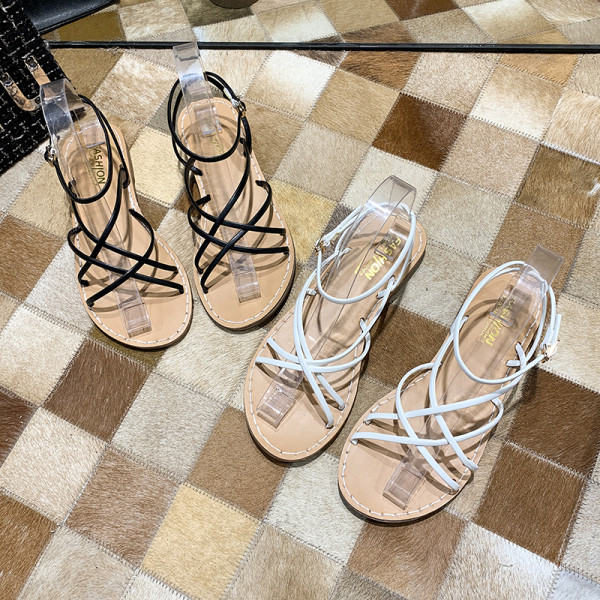 Sandale casual dama cu talpa joasa si bretele subtiri din piele