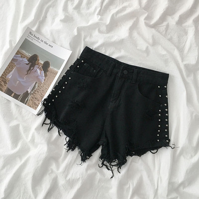 Μοντέρνο κοντό τζιν με ψηλή μέση και τσέπες