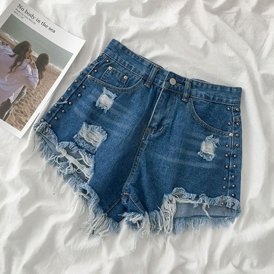 Μοντέρνο κοντό τζιν με ψηλή μέση και τσέπες