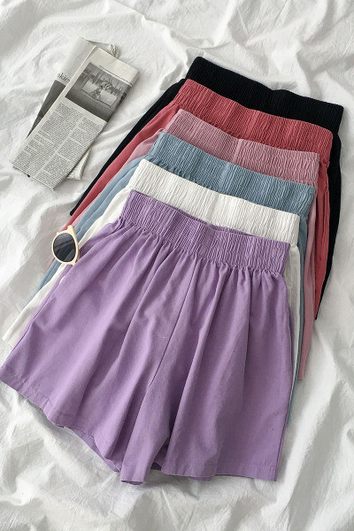 Pantaloni scurți casual cu talie înaltă