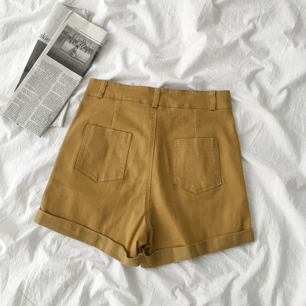 Pantaloni scurți și nasturi casual cu talie înaltă