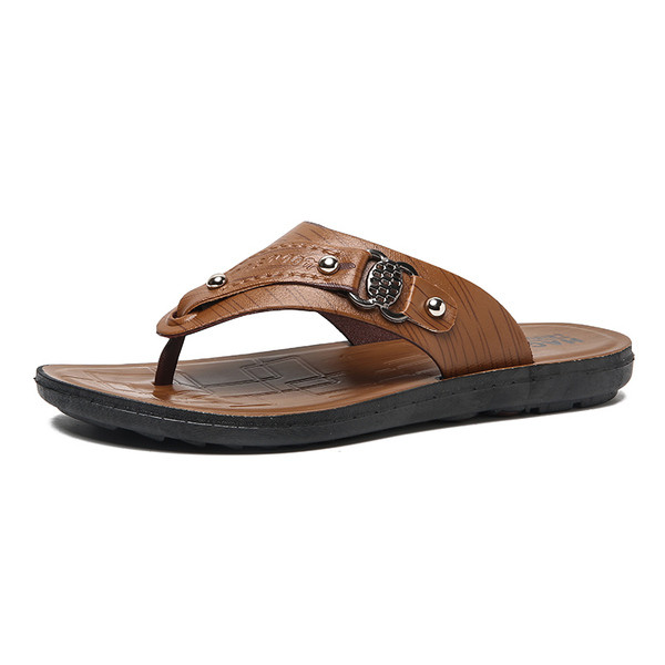 Papuci casual barbatesti din piele ecologica cu decor metalic