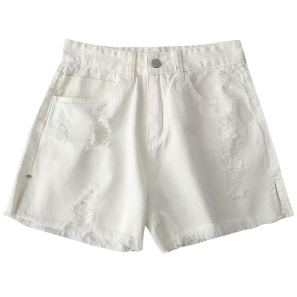 Īsi džinsi ar augstu vidukli un saplēstiem motīviem