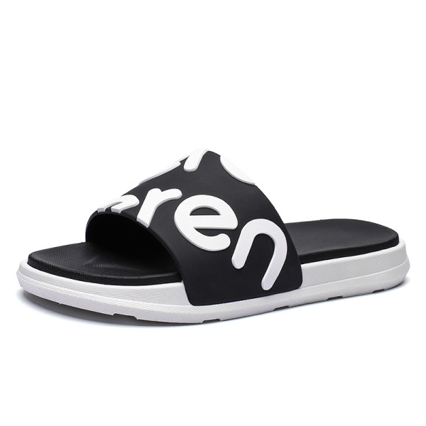 Vīriešu ikdienas čības ar plakanu zoli un uzrakstiem