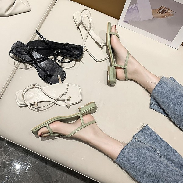 Sandale de dama cu bretele subtiri din piele