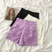 Pantaloni scurți casual cu fermoar și talie înaltă