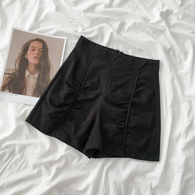 Pantaloni scurți casual cu fermoar și talie înaltă