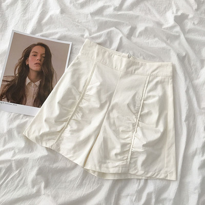 Pantaloni scurți casual cu fermoar și talie înaltă