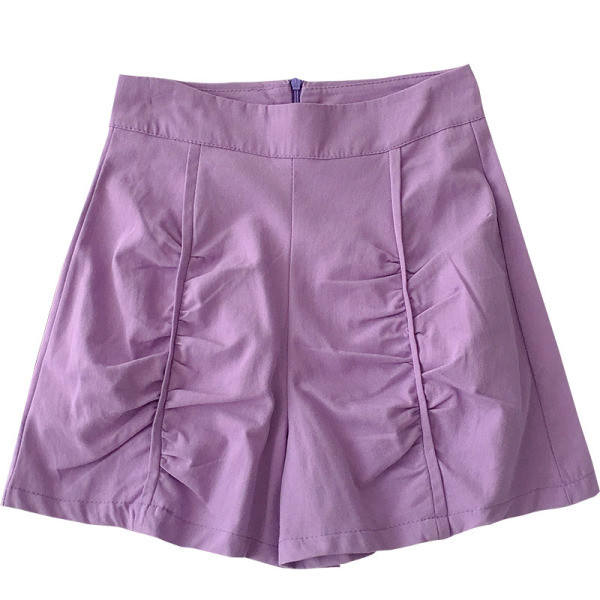 Pantaloni scurți casual cu fermoar și talie înaltă