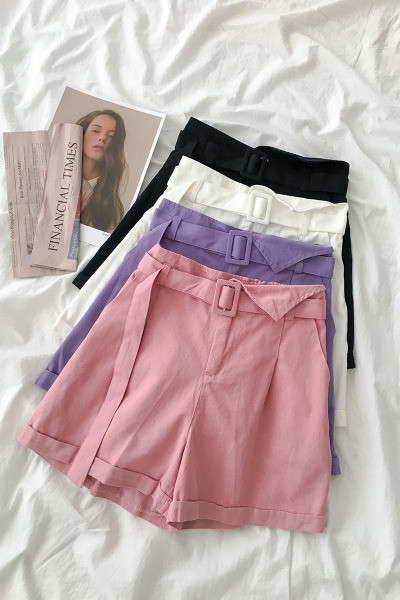 Дамски панталони широк модел с колан 