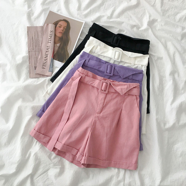 Дамски панталони широк модел с колан 