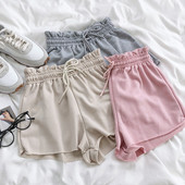 Pantaloni scurți casual cu cravate și talie elastică