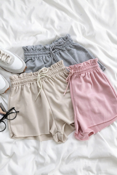 Pantaloni scurți casual cu cravate și talie elastică