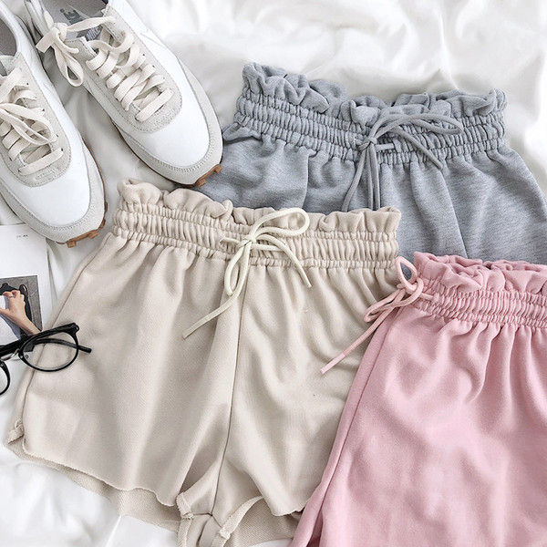 Pantaloni scurți casual cu cravate și talie elastică