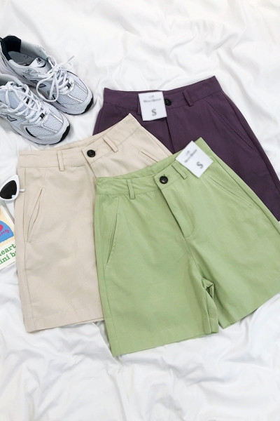 Къси дамски панталони ретро стил с висока талия