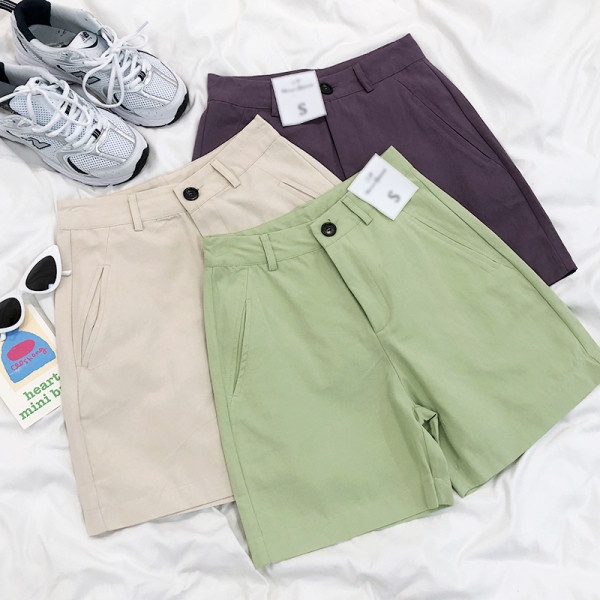 Къси дамски панталони ретро стил с висока талия