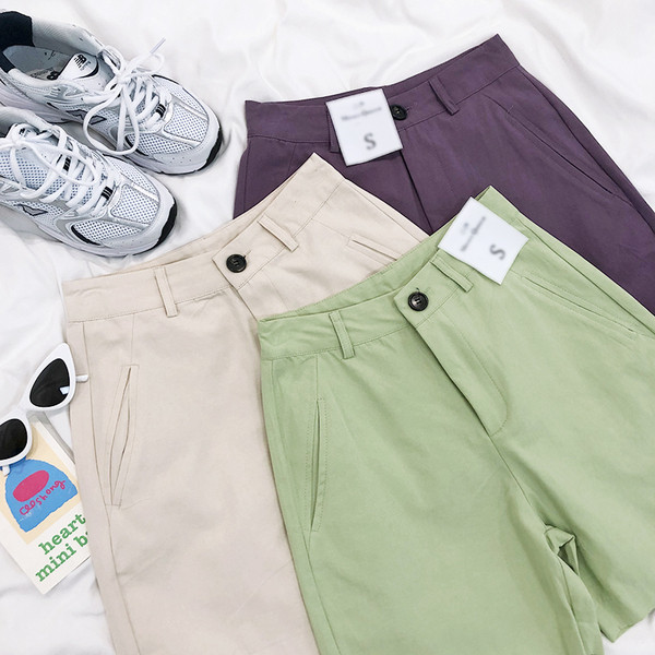 Къси дамски панталони ретро стил с висока талия