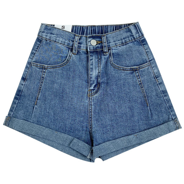 Lühikesed naiste teksad elastse vöökoha ja taskutega