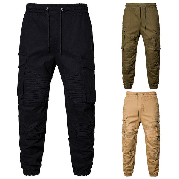Pantaloni casual barbatesti cu talie elastica si buzunare laterale