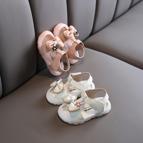 Sandale confortabile pentru copii pentru fete din piele ecologica cu autocolante si panglica decorativa