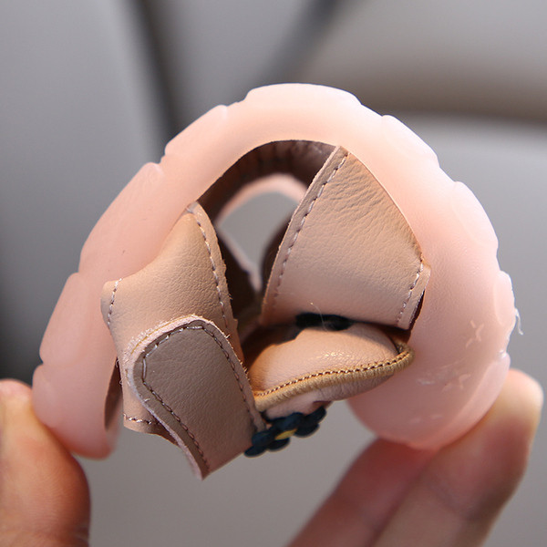 Sandale confortabile pentru copii pentru fete din piele ecologica cu autocolante si panglica decorativa