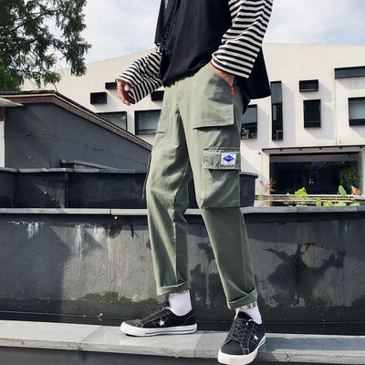 Pantaloni casual barbati model drept cu buzunare