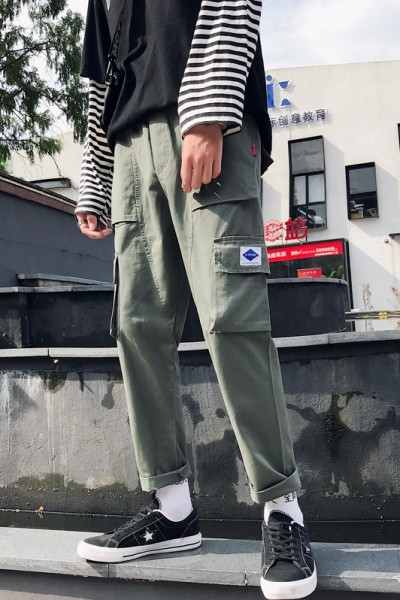 Pantaloni casual barbati model drept cu buzunare