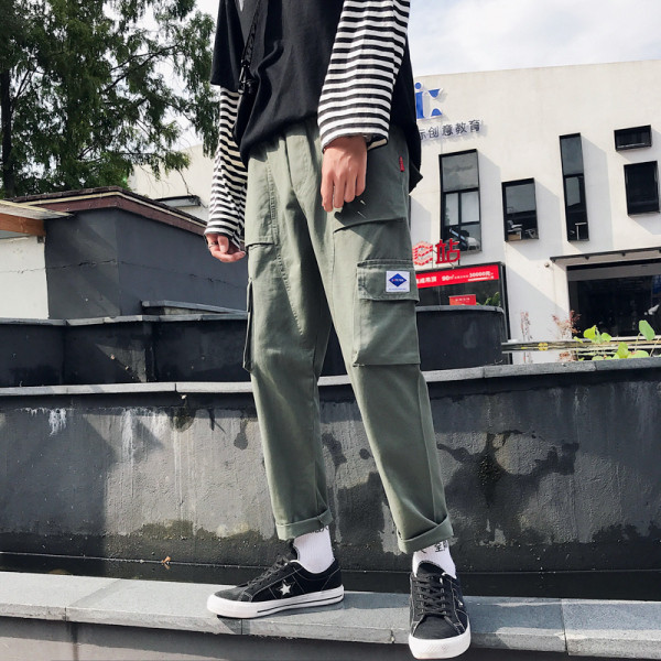 Pantaloni casual barbati model drept cu buzunare