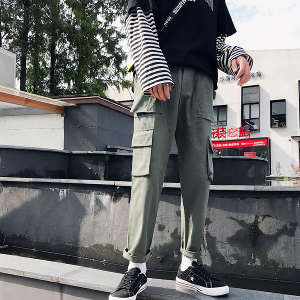 Pantaloni casual barbati model drept cu buzunare