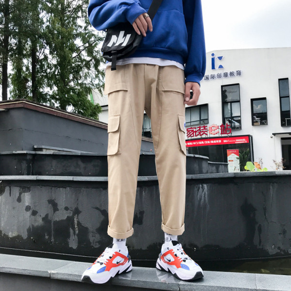 Pantaloni casual barbati model drept cu buzunare