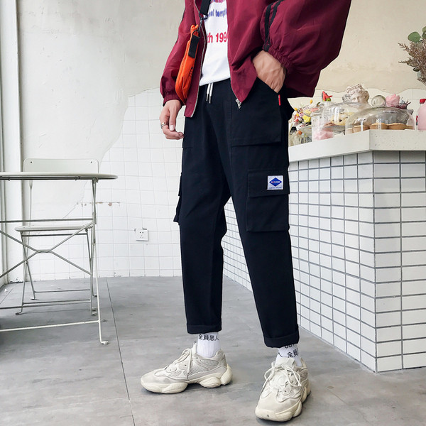 Pantaloni casual barbati model drept cu buzunare