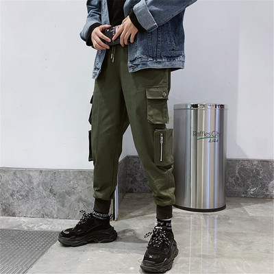 Pantaloni casual barbatesti model larg cu talie elastica si buzunare