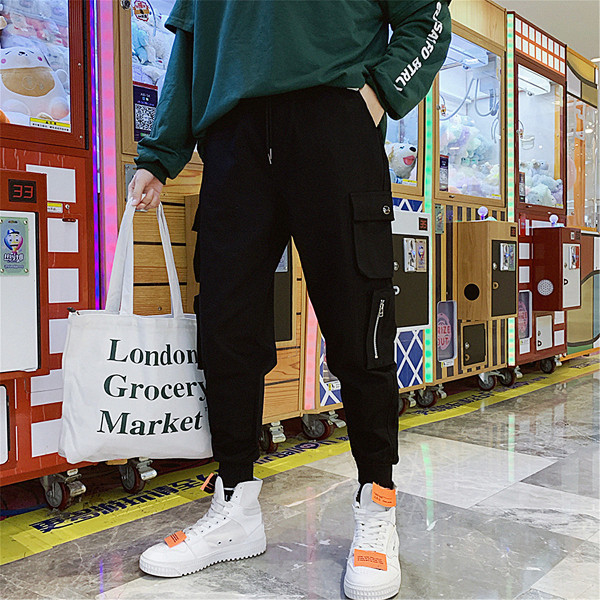 Casual meeste pükste lai mudel elastse vöökoha ja taskutega