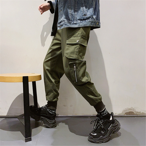 Casual meeste pükste lai mudel elastse vöökoha ja taskutega