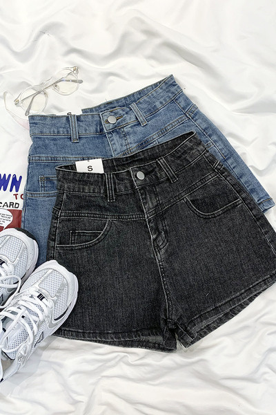 Naiste retro stiilis kõrge vöökohaga lühikesed teksad