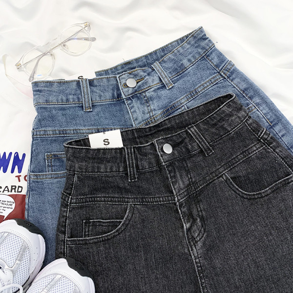 Naiste retro stiilis kõrge vöökohaga lühikesed teksad