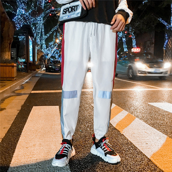 Sportsko-casual muške hlače s elastičnim strukom i reflektirajućim elementima