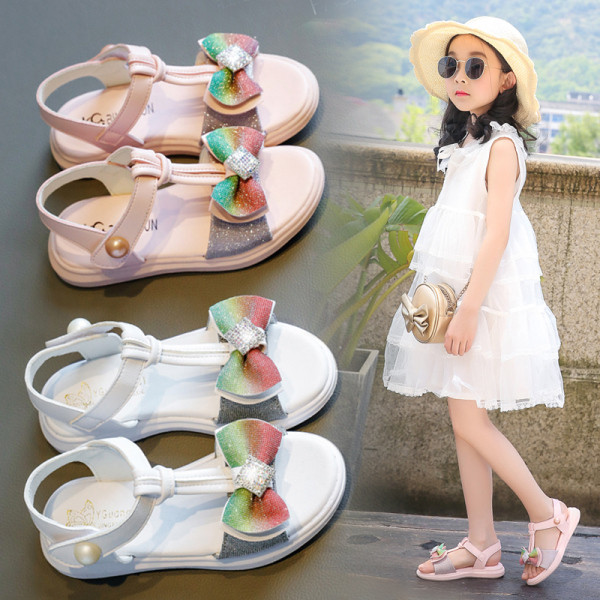 Sandale moderne pentru copii pentru fete cu panglici din piele ecologica