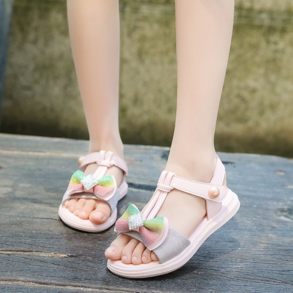 Sandale moderne pentru copii pentru fete cu panglici din piele ecologica