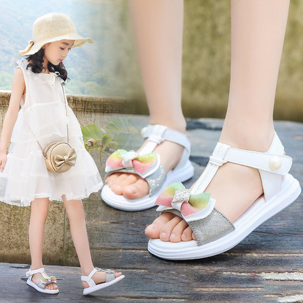 Sandale moderne pentru copii pentru fete cu panglici din piele ecologica
